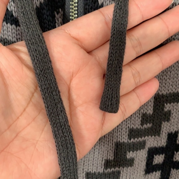 BLACK & GREY KNITTED ZIPPED HOOD SWEATER JACKET SIZE M - Picture 6 of 10